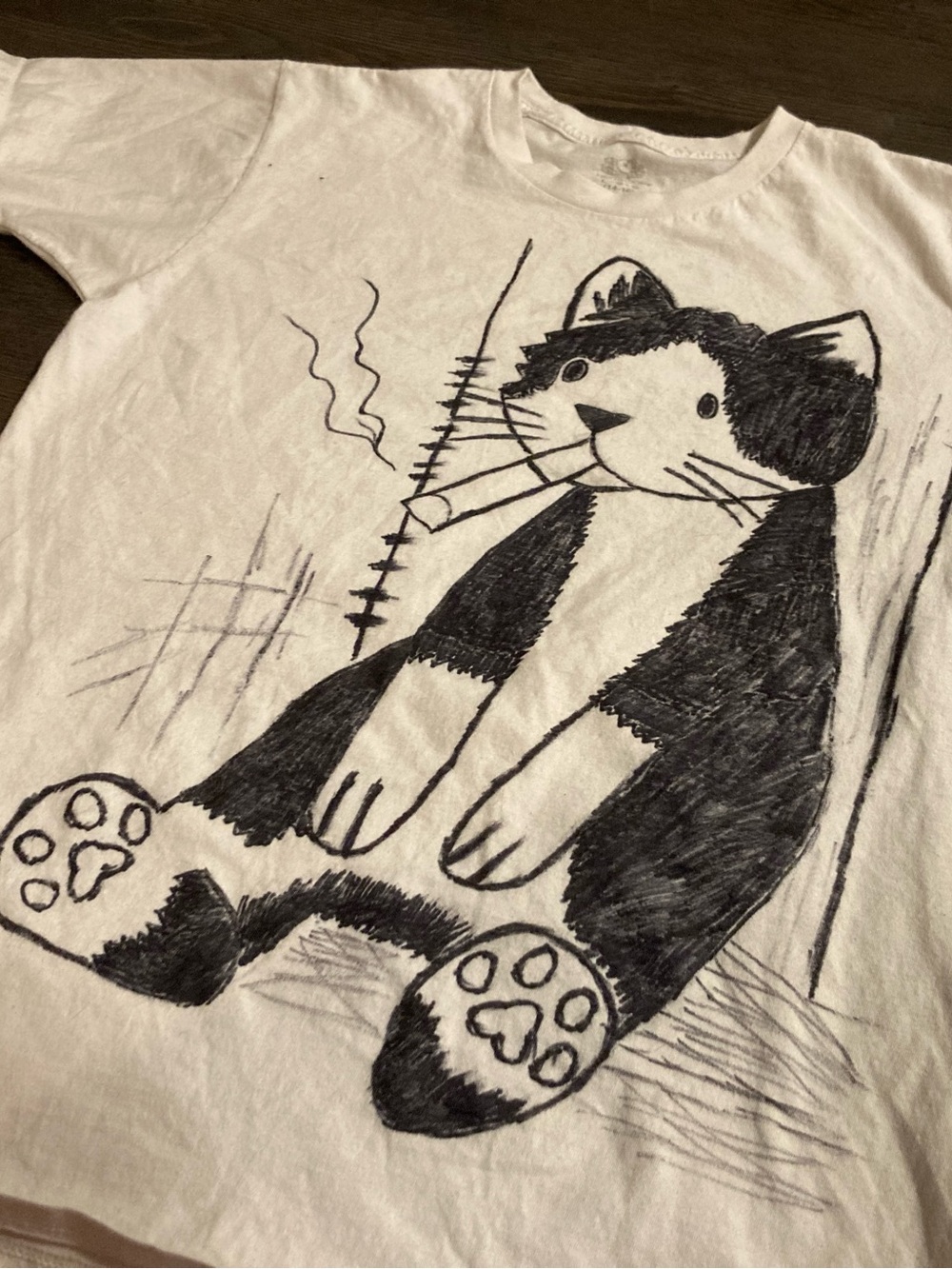 Hand-Drawn Tuxedo Cat